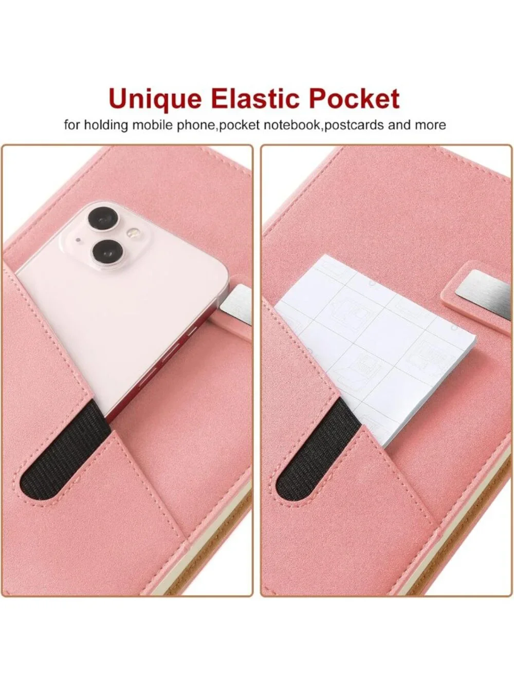 Refillable A5 Leather Journal with Pen, 240 Pages, Pocket & Magnetic Closure